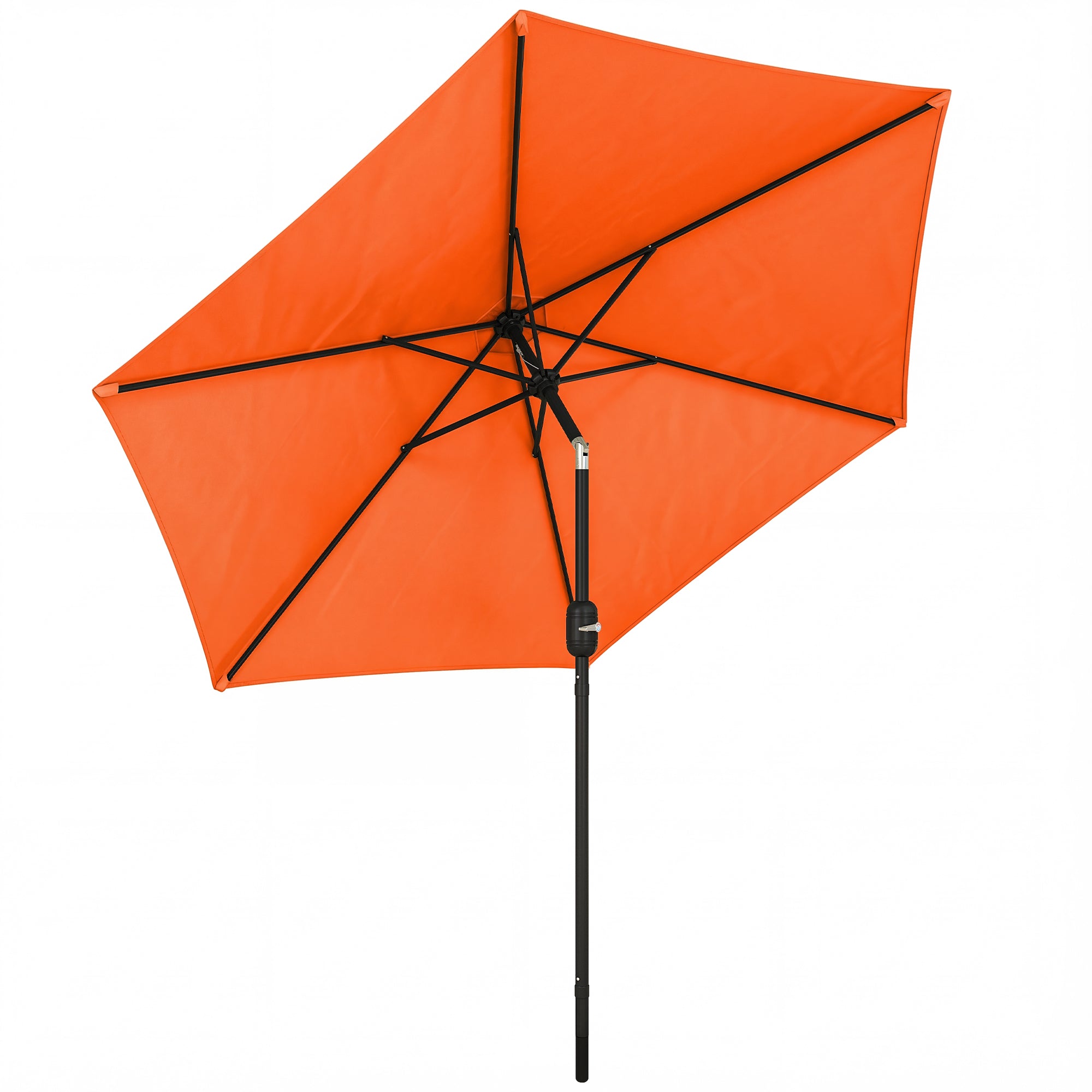 Outsunny 2.6 m Garden Parasol Umbrella with Aluminium Pole, Outdoor Patio Umbrella with Tilt and Crank, Vent, Orange 