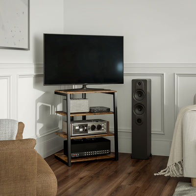 HOMCOM HiFi Stand, with Four Storage Shelves - Rustic Brown 