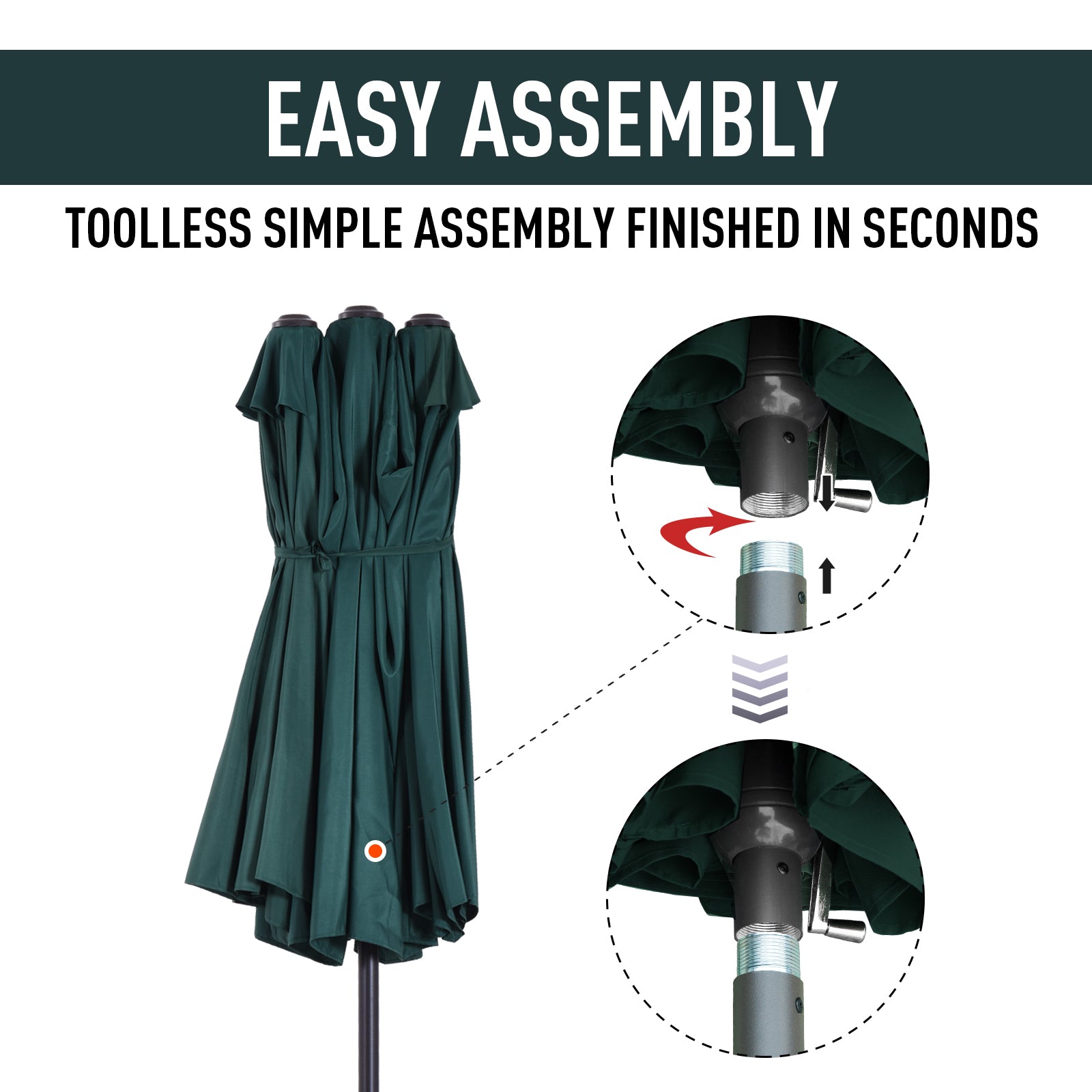 Outsunny 4.6m Garden Parasol Double-Sided Sun Umbrella Patio Market Shelter Canopy Shade Outdoor Green 