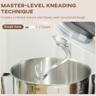 HOMCOM 1300W Kitchen Stand Mixer, with Accessories - Silver 