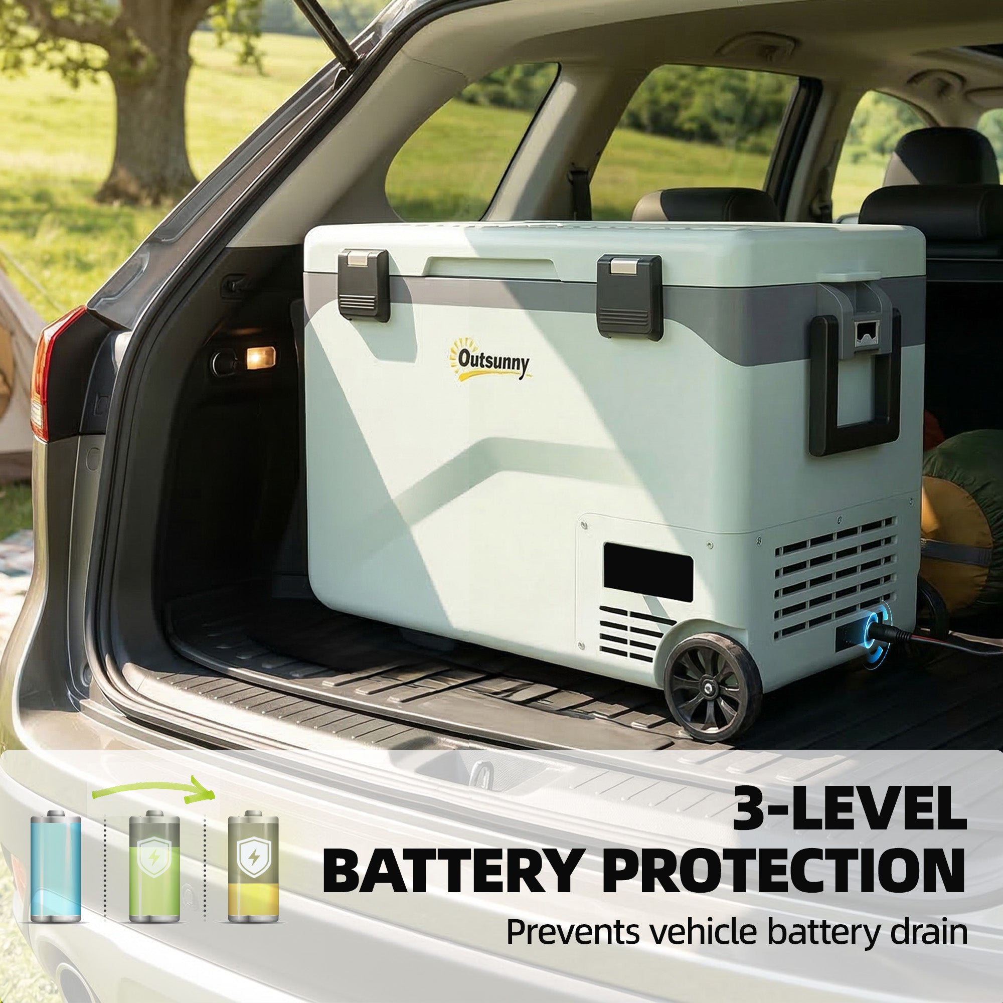 Outsunny 42.5L Compressor Car Fridge Freezer, Camping Refrigerator with App Control, 20℃-20℃ 