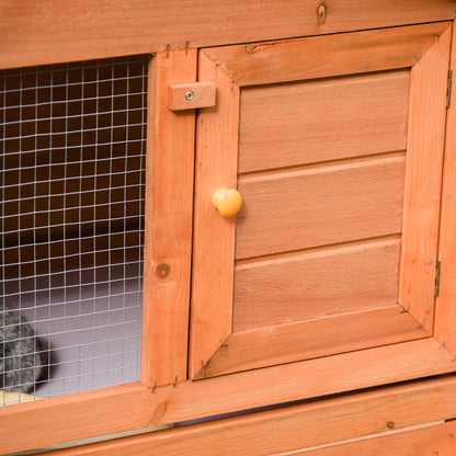 PawHut Large Rabbit Hutch Outdoor, Guinea Pig Hutch, Wooden Small Animal House, with Rabbit Run, 215 x 63 x 97 cm 