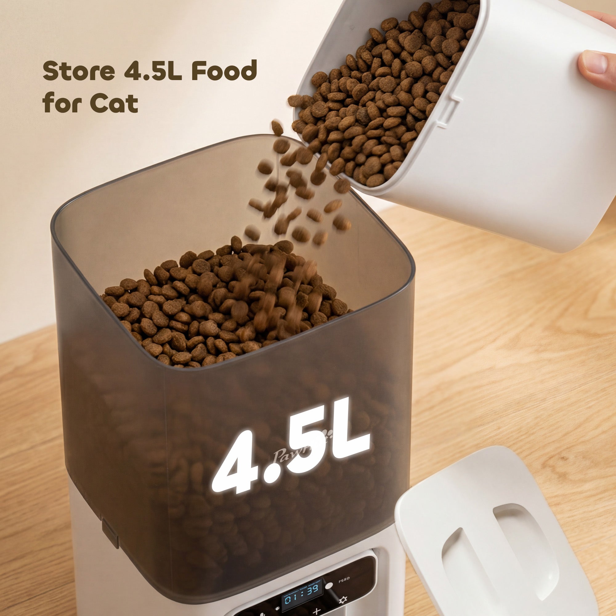 PawHut Programmable Automatic Cat Feeder with Timer Up to 6 Meals Per Day, 10s Voice Recorder, Portion Control 