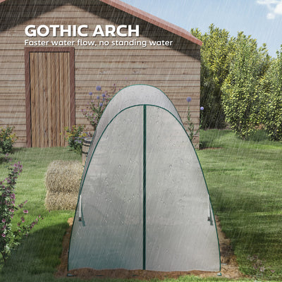 Outsunny Polytunnel Greenhouse with Sandbags, Walk-In Tunnel Green House with 2 Doors and Screen Windows, 1.8 x 1.8 x 2m, White 