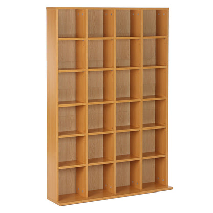 HOMCOM CD Storage Unit with Adjustable Shelves, 89 x 130.5 cm, Beech Wood Finish 