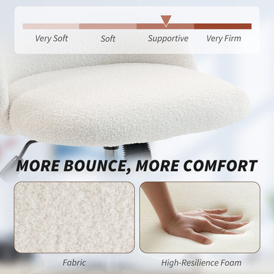 HOMCOM Teddy Fleece Office Chair with Wheels - Cream White 