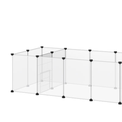 PawHut 18-Panel Small Animal Cage, Pet Playpen, for Guinea Pigs, Hedgehogs - White 