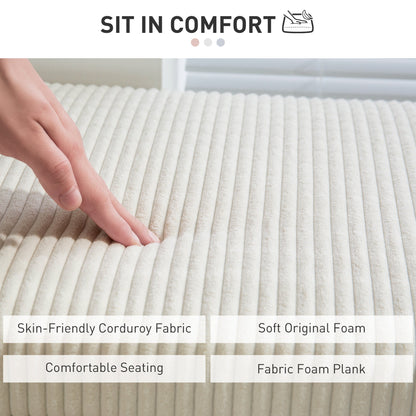 HOMCOM Storage Ottoman Bench, Corduroy Footstool with Removable Lid and Legs, 112cm Storage Chest Box for Living Room, Bedroom, Hallway, Beige 
