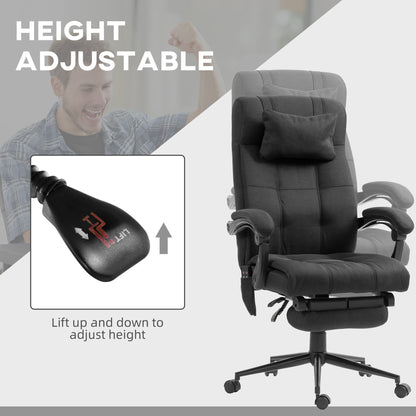 Vinsetto Office Chair with 6-point Vibration Massage and Heat, Computer Chair with Adjustable Height, Head Pillow, Footrest for Home, Black