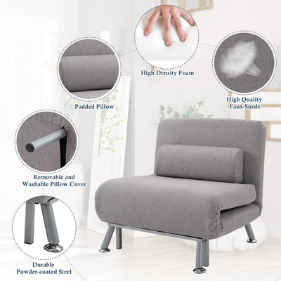 HOMCOM Adjustable Back Futon Sofa Chair - Grey 