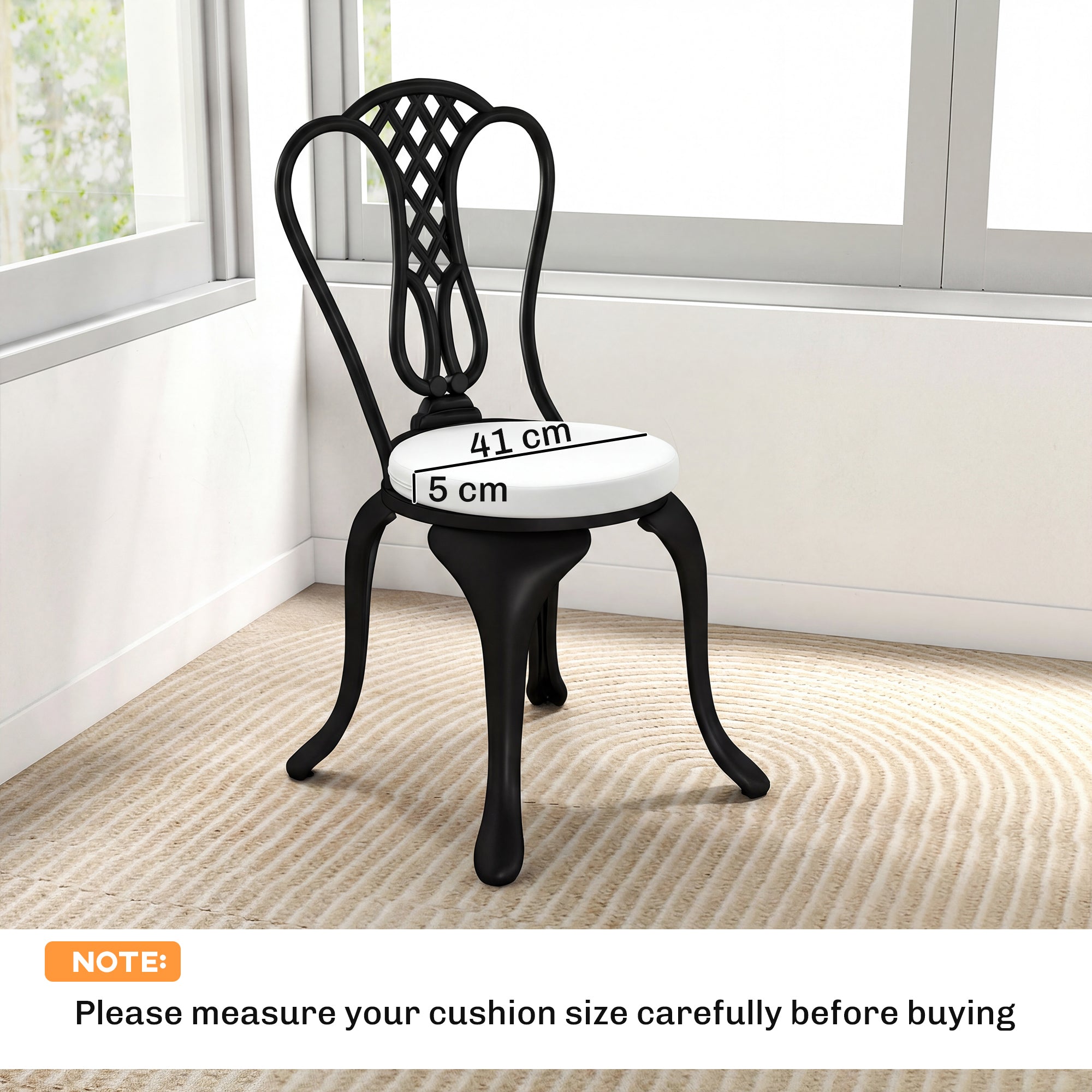 Outsunny Outdoor Bistro Chair Cushions Set of 4 with Removable Cover, 41 x 41 x 5 cm Round Seat Cushions with Ties, White 