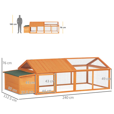 PawHut Wooden Chicken Coop with Nesting Box, Openable Roof, for 4-8 Chickens 