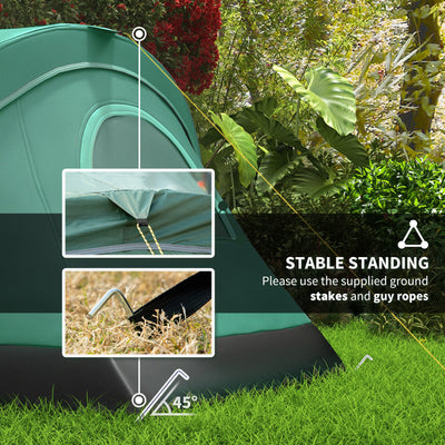 Outsunny 5-6 Man Dome Camping Tent Hiking Shelter UV Protection 3000mm Water Resistant Tunnel Tent - Dark Green 