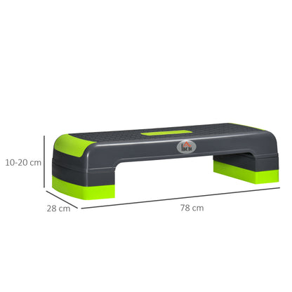 HOMCOM Aerobic Step with 3-Level Adjustable Heights for Home, Office Exercise, Grey and Green 