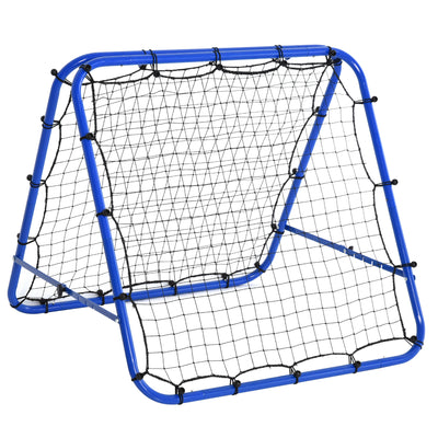 HOMCOM Double Sided Football Rebounder Net, Football Rebound Goal with Five Adjustable Angles, Blue 