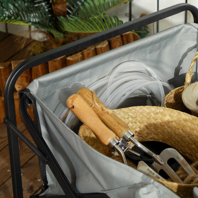 Outsunny Folding Pull Along Cart Cargo Wagon Trolley with Telescopic Handle - Dark Grey 
