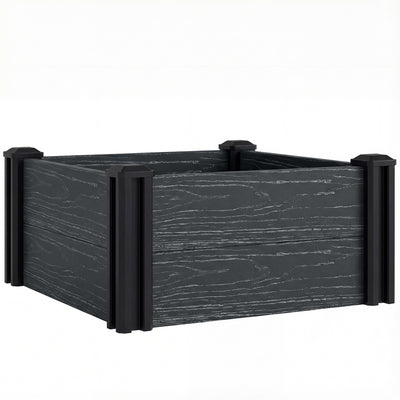 Outsunny Vinyl Raised Garden Bed Kit, 2 x 2 x 1ft Modular Elevated Garden Box with Slotting Legs and Open Bottom, Dark Grey 