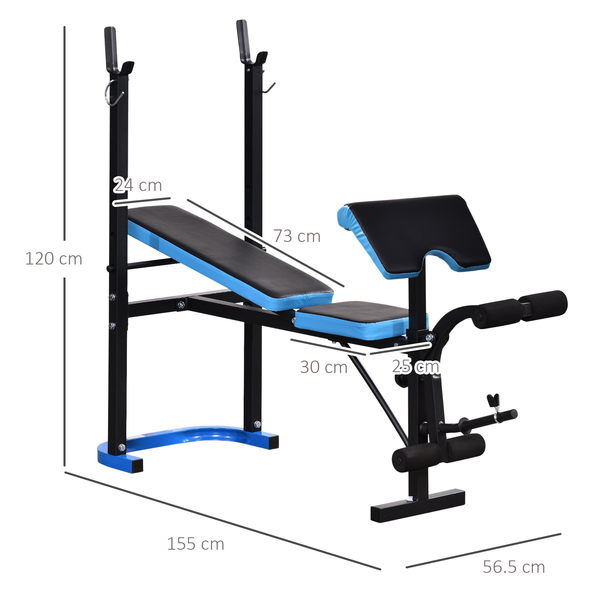 HOMCOM Adjustable Weight Bench with Leg Developer Barbell Rack for Lifting and Strength Training Multifunctional Workout Station for Home Gym Fitness, Black 