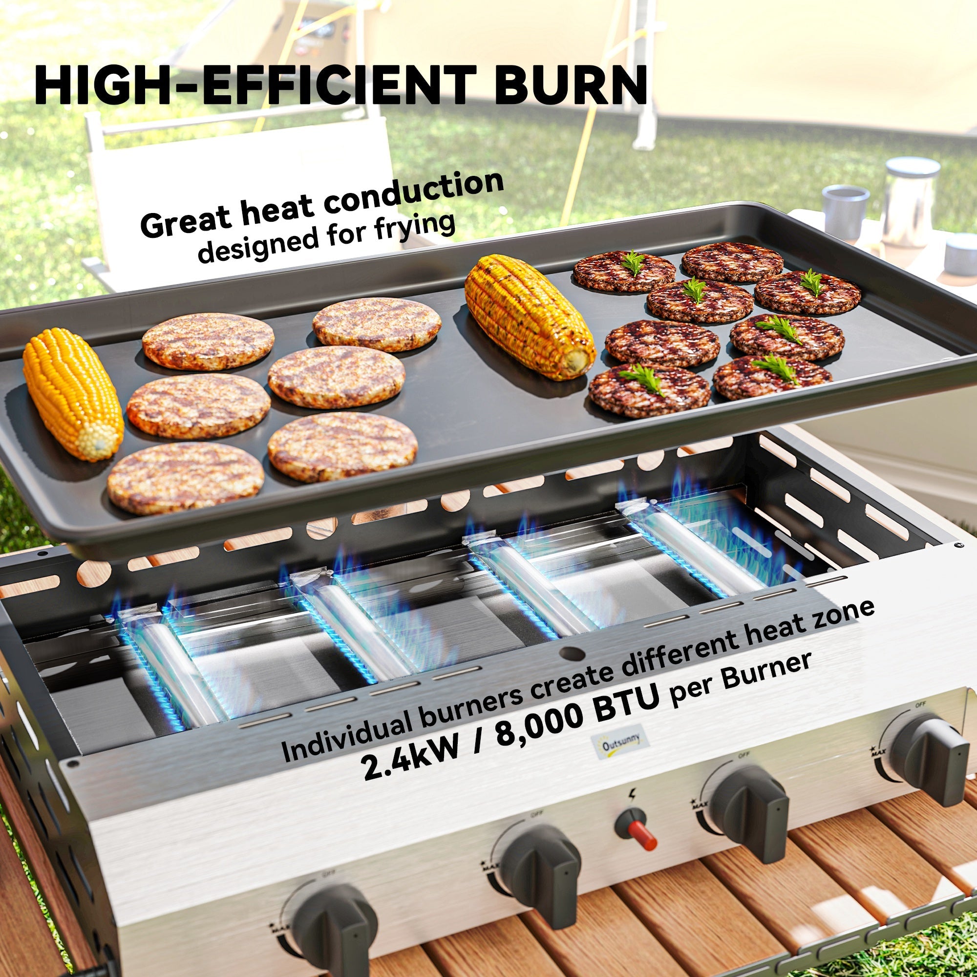 Outsunny Four Burner Portable Gas Grill 