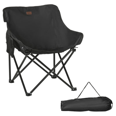 Outsunny Camping Chair, Lightweight Folding Chair with Carrying Bag and Storage Pocket, Perfect for Festivals, Fishing, Beach and Hiking, Black 