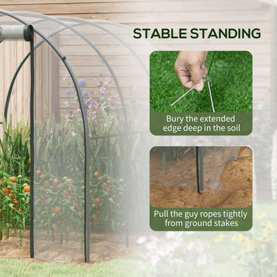 Outsunny Polytunnel Greenhouse Walk-in Grow House with Plasric Cover, Door, Mesh Window and Steel Frame, 3 x 2 x 2m, Clear 