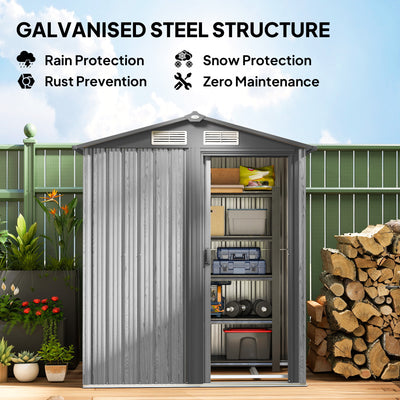 Outsunny 5ft x 4.3ft Outdoor Garden Storage Shed - Grey Wood Effect 