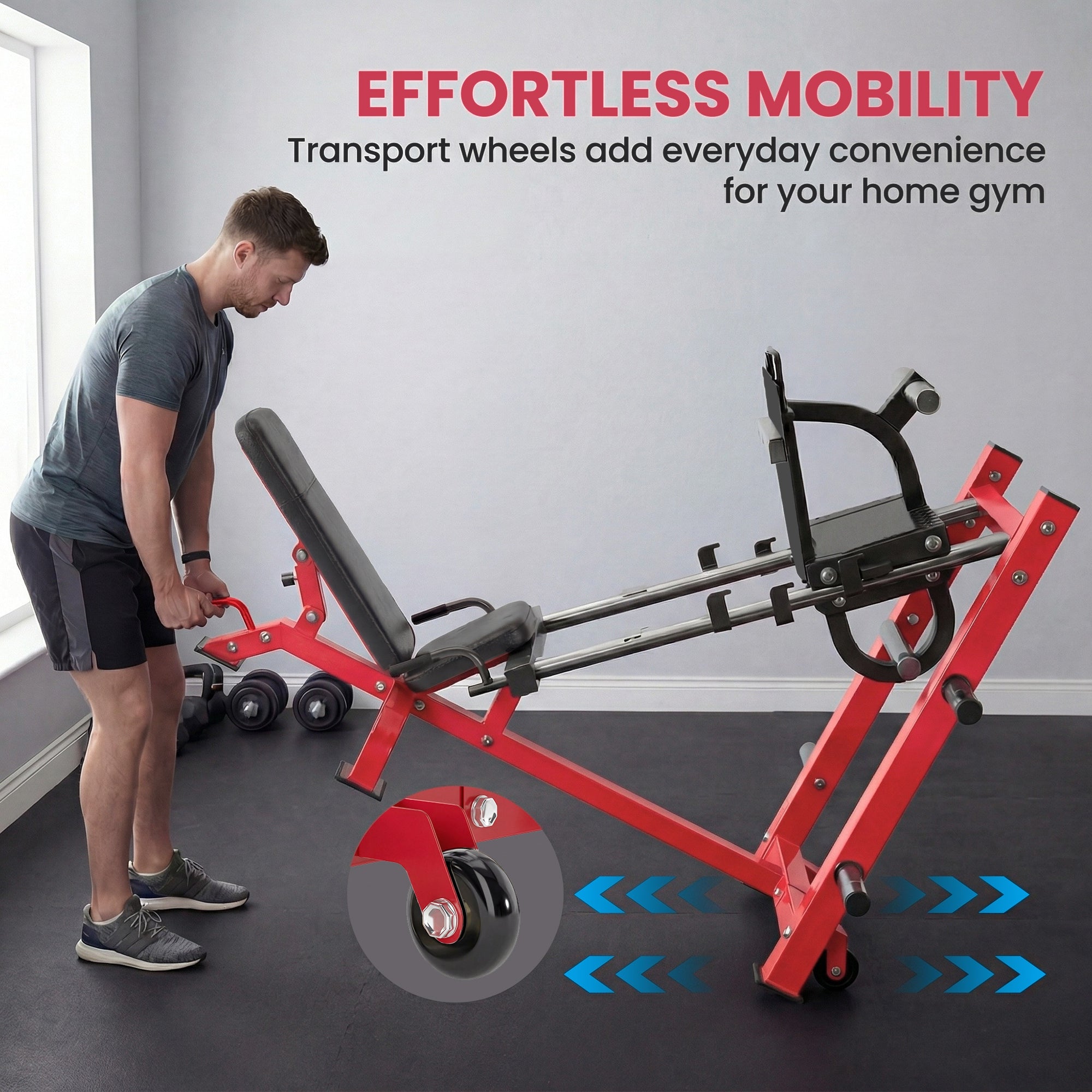 SPORTNOW Leg Press Machine with Wheels and Calf Block, Adjustable Squat Machine for Home Gym, 455KG Capacity 
