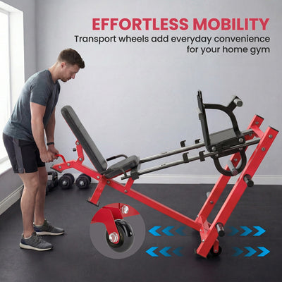 SPORTNOW Leg Press Machine with Wheels and Calf Block, Adjustable Squat Machine for Home Gym, 455KG Capacity 