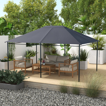Outsunny 3 x 4m Gazebo Canopy Replacement Cover, Gazebo Roof Replacement (TOP COVER ONLY), Dark Grey 