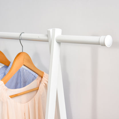 HOMCOM Minimalist Foldable Adjustable Clothes Rack Hanger w/ 2 shelves 107.5L x 45W x 150H cm Hallway Entryway Furniture - White 