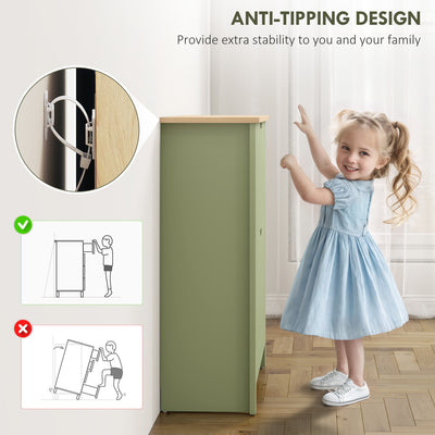 HOMCOM Slim Shoe Cabinet, Narrow Shoe Cupboard with 2 Flip Drawers, Adjustable Shelves for 12 Pairs of Shoes, Green 