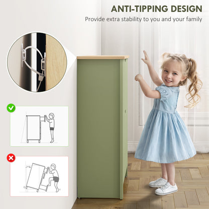 HOMCOM Slim Shoe Cabinet, Narrow Shoe Cupboard with 2 Flip Drawers, Adjustable Shelves for 12 Pairs of Shoes, Green