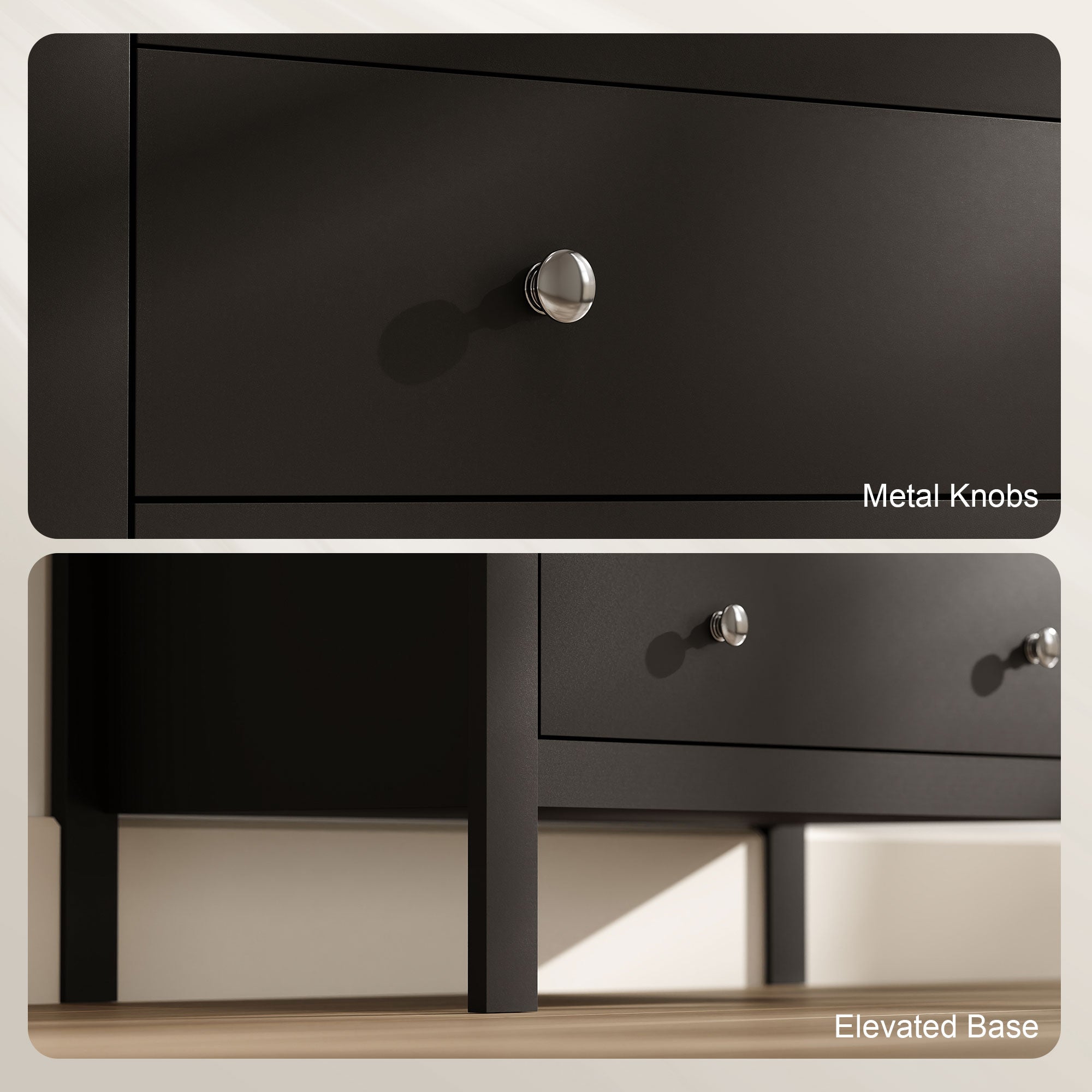 HOMCOM 5 Drawer Dresser for Bedroom, Modern Chest of Drawers, Wide Storage Unit for Living Room, Hallway, Black 