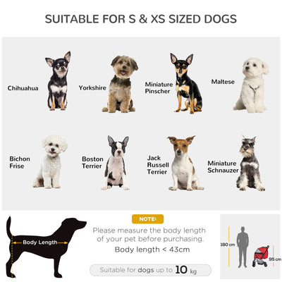 PawHut Pet Stroller Pushchair Foldable Travel Dog Cat Carriage w/ Reversible Handle Brake Basket 