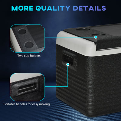 Outsunny 30L Car Refrigerator, Portable Compressor Car Fridge Freezer, Electric Cooler Box with 12/24V DC and 110-240V AC for Camping, Driving, Picnic, Down to -20\'e2\'84\'83 