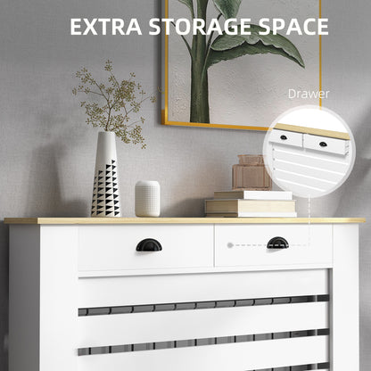 HOMCOM 95.5H x 111Wcm Radiator Cover, with Drawer - White