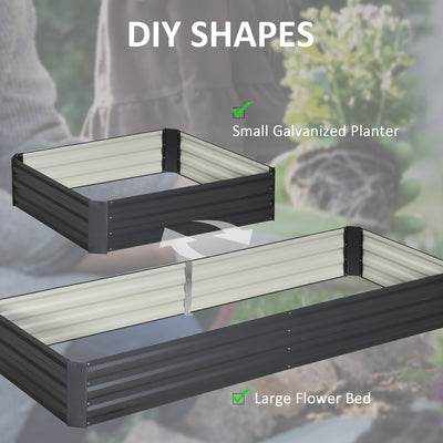 Outsunny Metal Raised Garden Bed Planter Box Outdoor Planters for Growing Flowers, Herbs, Grey, 241x90.5x30cm 