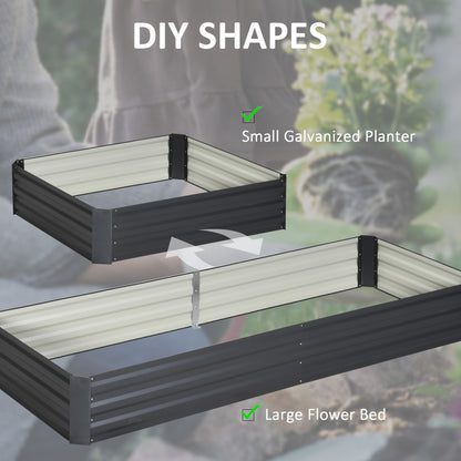 Outsunny Metal Raised Garden Bed Planter Box Outdoor Planters for Growing Flowers, Herbs, Grey, 241x90.5x30cm 