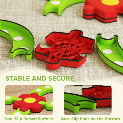 AIYAPLAY 13 PCS Kids Balance Beam Stepping Stones Set with Non-slip Textured Surface, Outdoor Indoor for Toddlers, Green 