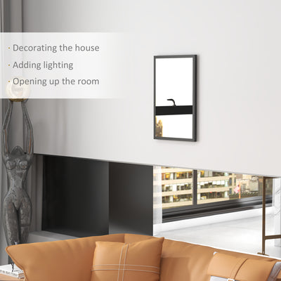 HOMCOM Wall Bathroom Mirror, 60 x 40 cm Wall-Mounted Mirror for Living Room, Bedroom, Hallway, Black 