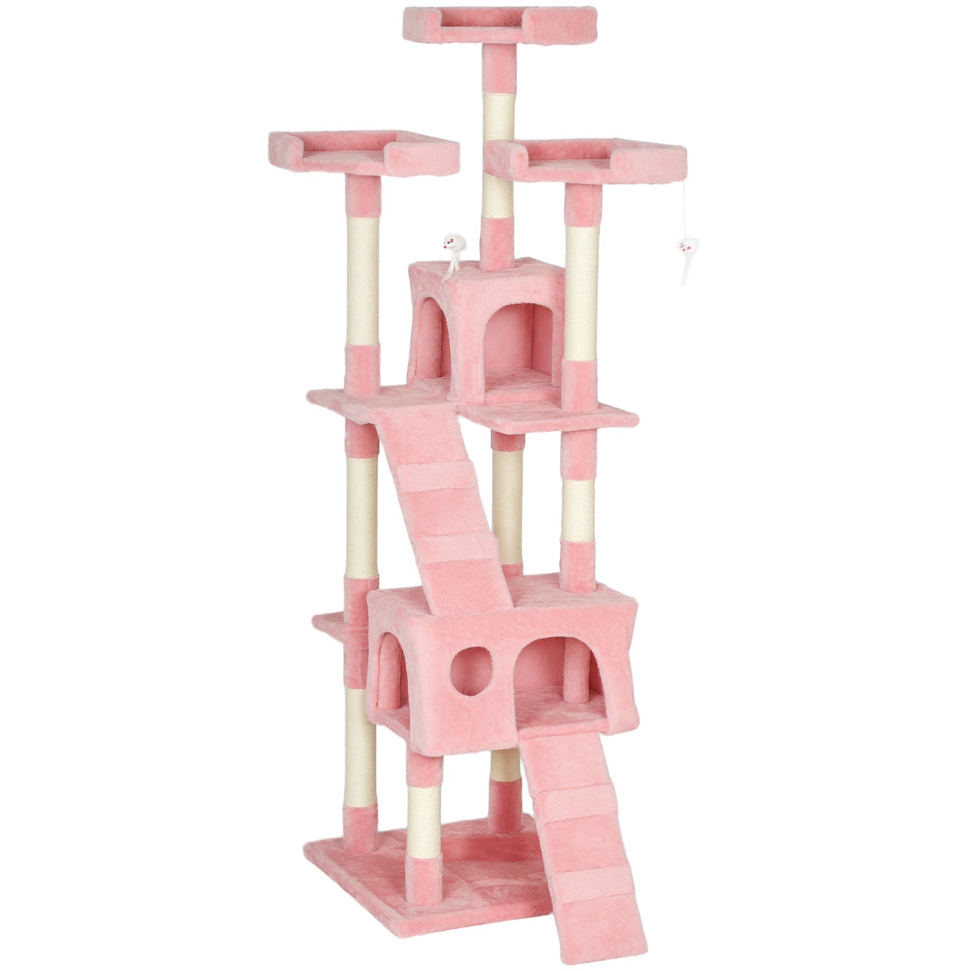 PawHut 173cm Cat Tree Scratching House, Activity Play Centre, Pink 