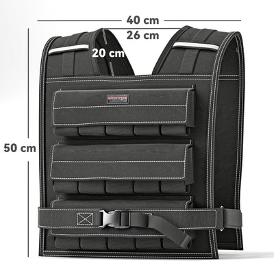 SPORTNOW 30KG Adjustable Weighted Vest, Weight Vest with 30 Metal Weights, Adjustable Straps and Reflective Strips, for Men and Women Running Cardio Exercise Strength Training 
