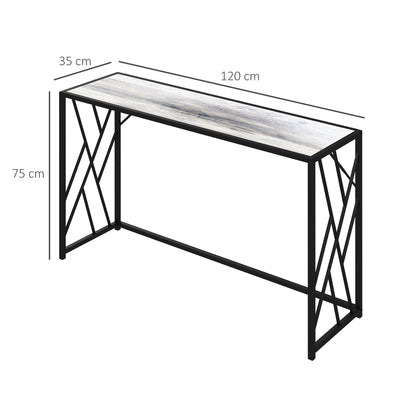 HOMCOM Console Table, Industrial Sofa Table with Metal Frame for Living Room, Hallway, 120\'c2\'a0cm, Grey 