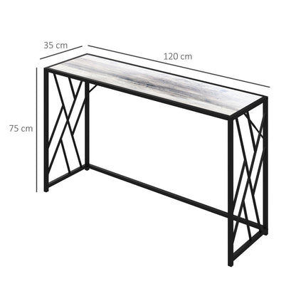 HOMCOM Console Table, Industrial Sofa Table with Metal Frame for Living Room, Hallway, 120\'c2\'a0cm, Grey 