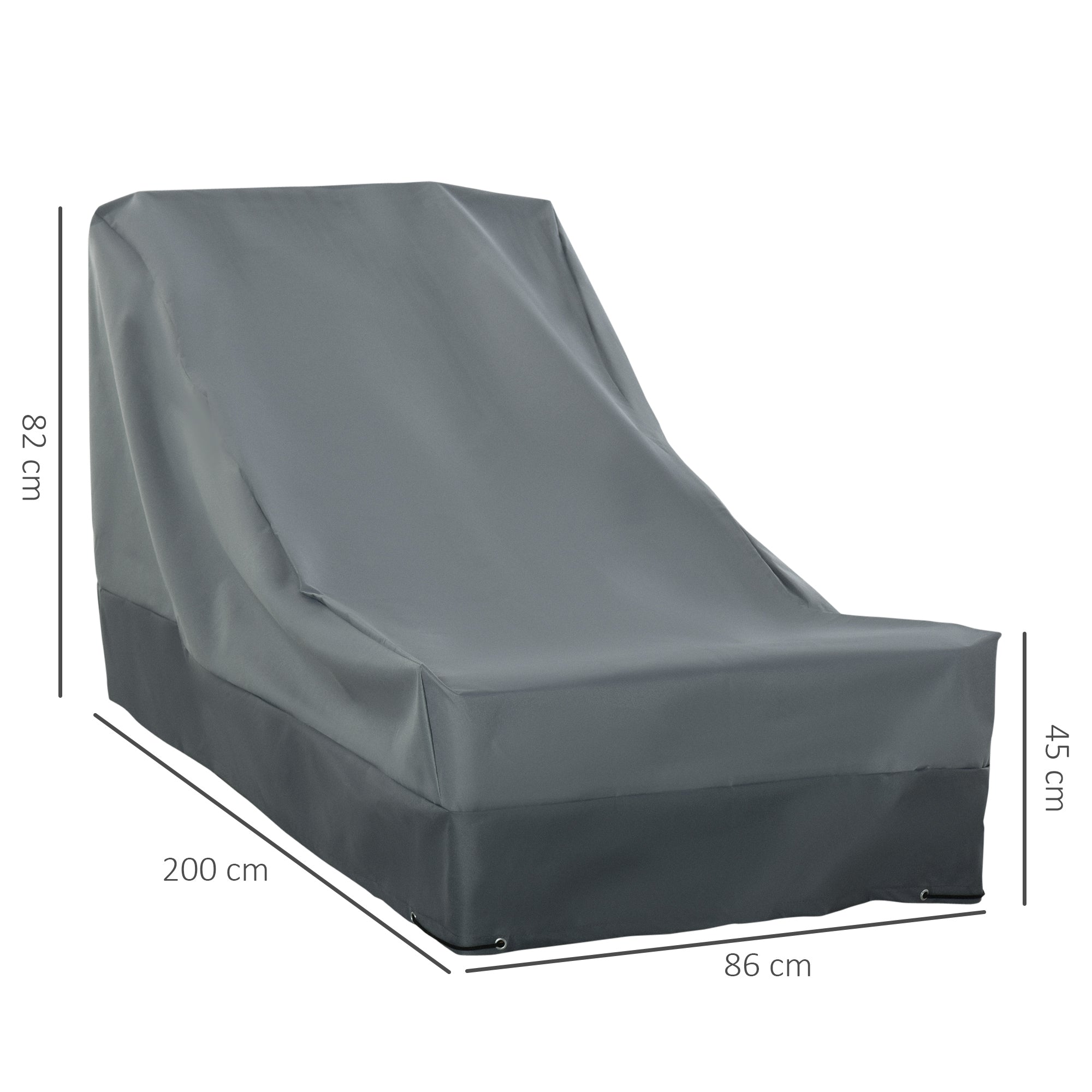 Outsunny Rectangular Patio Furniture Cover for Chairs Water UV Resistant Protection 600D Oxford Fabric Rattan Lounge Clean Cover, 200 x 86 x 82cm 
