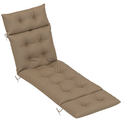 Outsunny Sun Lounger Cushion Only, 190x56x10cm Garden Lounge Chair Cushion, UPF20+ 220gsm Fabric, Thick Sunbed Replacement Cushion with 6 Ties, Khaki 