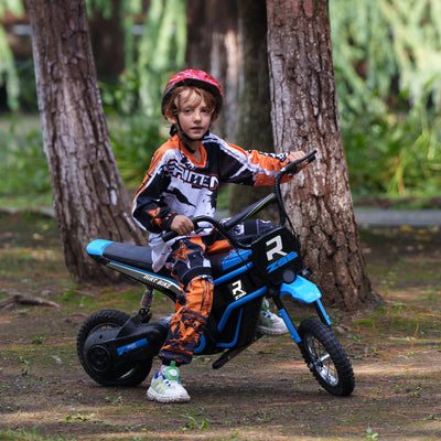 HOMCOM 24V Electric Motorbike with Twist Grip Throttle, Music, Horn, 12" Pneumatic Tyres, 16km/h Max Speed - Blue 
