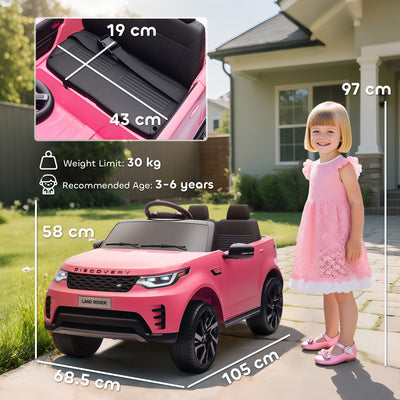 AIYAPLAY Land Rover Discovery Licensed 12V Kids Electric Car with Remote, 4 Wheel Suspension, Slow Start, Lights, Music, Pink 