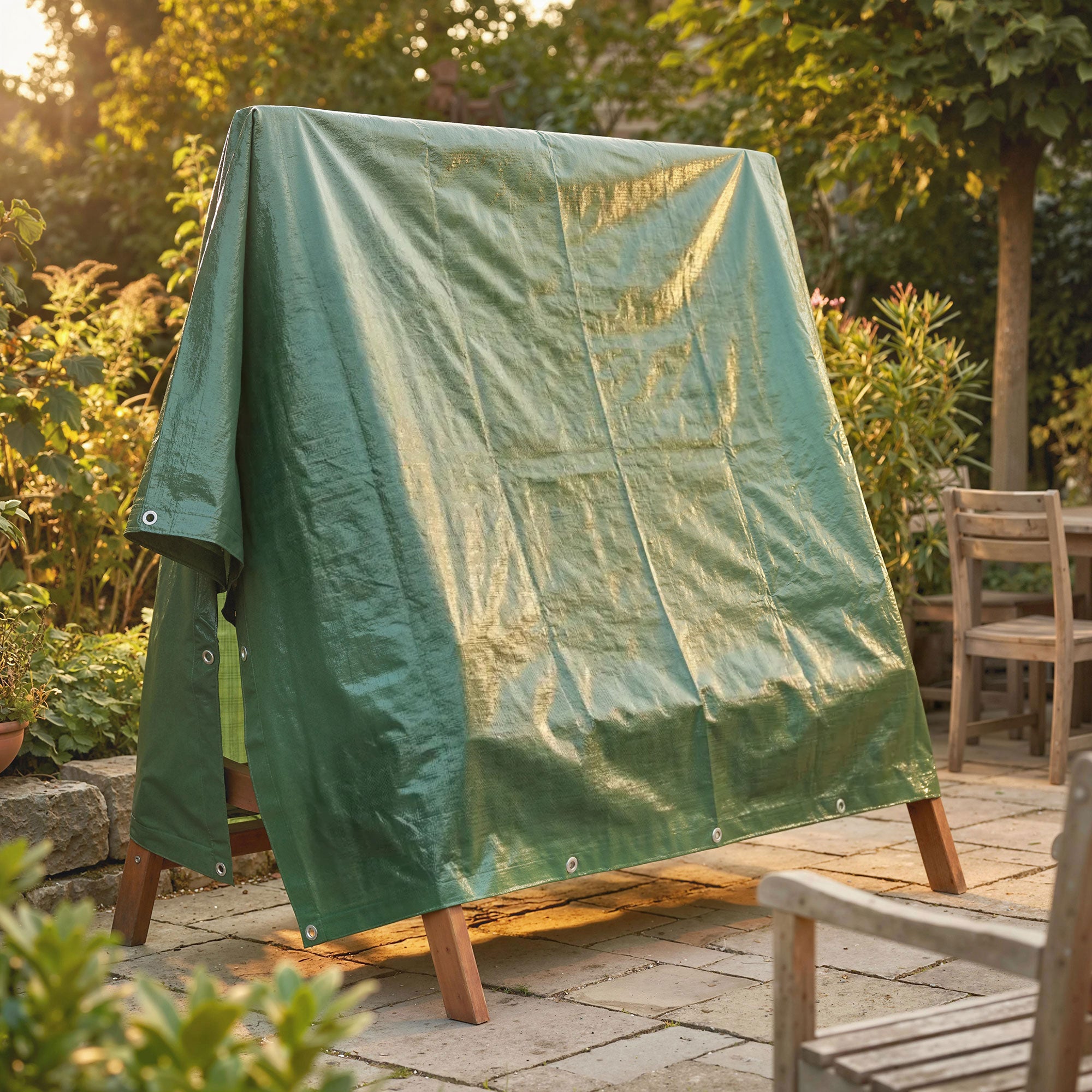 Outsunny 3 x 4m Waterproof Tarpaulin, 90GSM Tear-Resistant PE Tarp with Reinforced Grommets, UV Protected Cover 