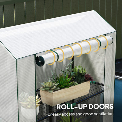 Outsunny 40 x 100cm Three Shelf Steel Frame Greenhouse - White 
